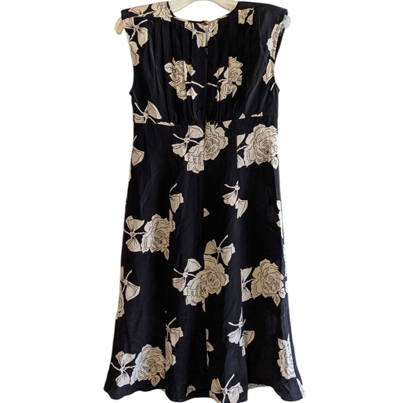 NWT Tracy Reese New York 100% Silk Fit and Flare Frock Dress Black Rose Floral 8 - Picture 3 of 16